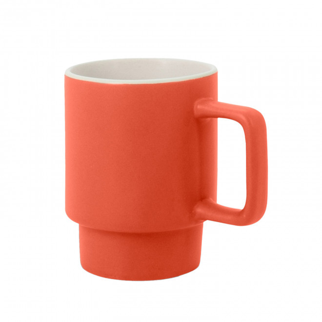 MUG PUBLICITAIRE CERAMIQUE EMPILABLE 330ML 'PAPULA' - rouge