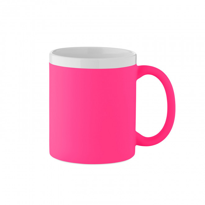 MUG CERAMIQUE INTERIEUR  BLANC PERSONNALISABLE 'SOFT COLOR FLUO' - rose