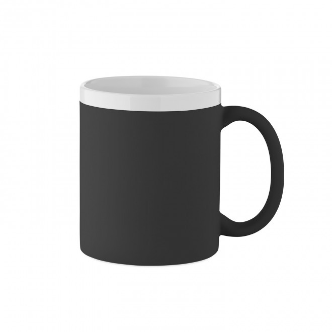 MUG CERAMIQUE INTERIEUR  BLANC PERSONNALISABLE 'SOFT COLOR FLUO' - noir