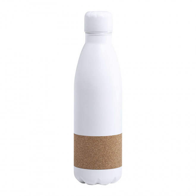 BOUTEILLE ISOTHERME PERSONNALISABLE 'SYRA' - blanc/liège