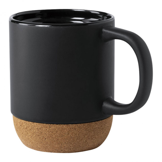 MUG PERSONNALISÉ EN CÉRAMIQUE ET LIÈGE 'ODIA' - noir/liège