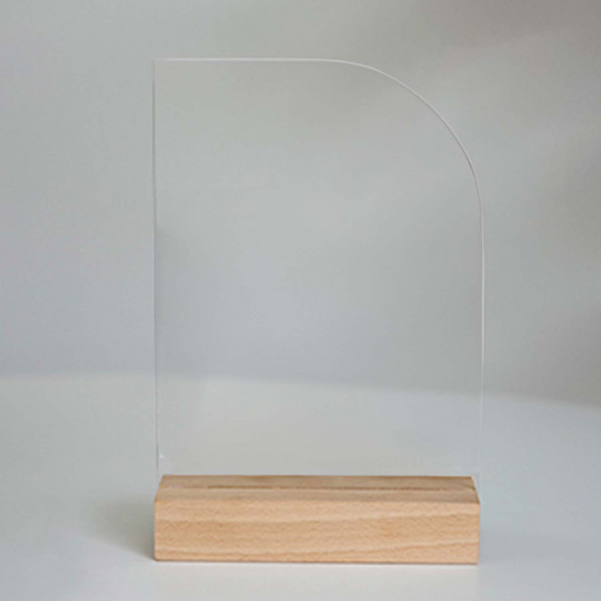 TROPHEE ACRYLIQUE ET BOIS PERSONNALISABLE 'UKITA WOOD' - rectangle arrondi