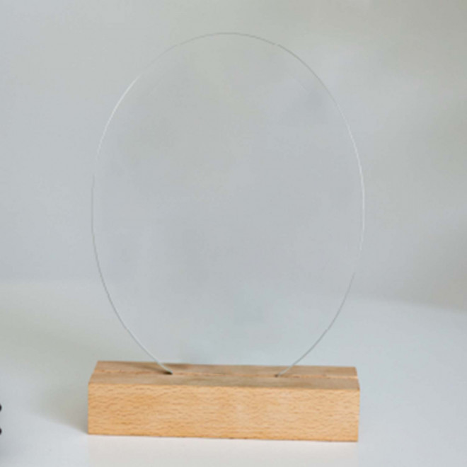 TROPHEE ACRYLIQUE ET BOIS PERSONNALISABLE 'UKITA WOOD' - ovale