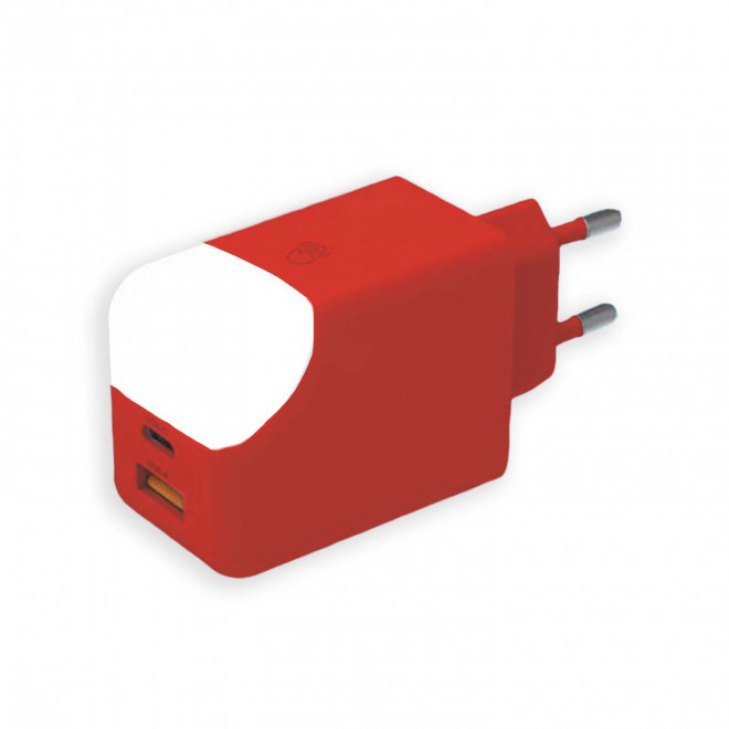 PRISE CHARGEUR SECTEUR 65W PERSONNALISABLE 'ICE G' - rouge