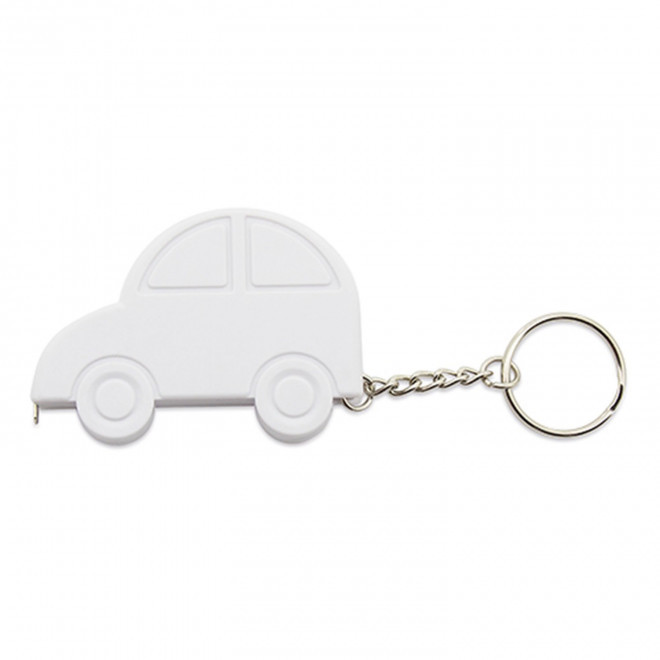 PORTE-CLES PERSONNALISABLE METRE RUBAN 'DANO VOITURE 1M' - blanc