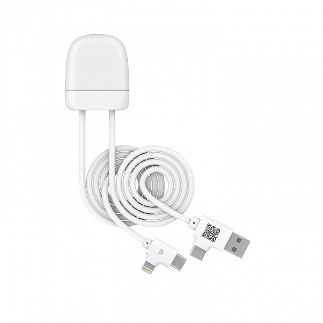 CABLE CHARGE CONNECTE BLUETOOTH® PERSONNALISABLE 'ICE TAG' - blanc