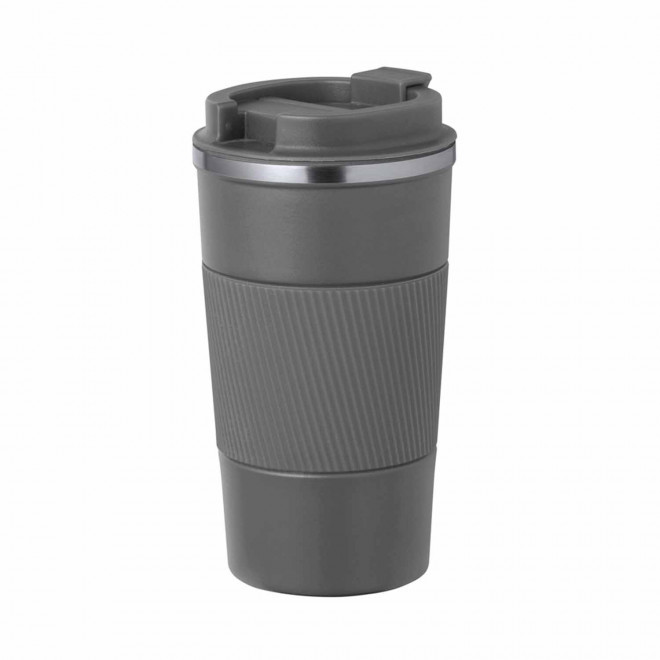 MUG ISOTHERME PERSONNALISABLE AVEC GRIP 400ML 'TOODI GRIP' - gris