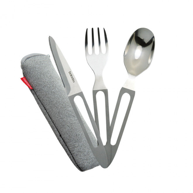 SET DE COUVERTS PERSONNALISÉS EN MÉTAL 'TIMO' - gris