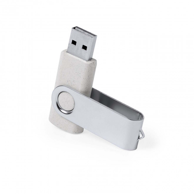CLE USB PAILLE BLE PERSONNALISABLE 'TWISTER BLE' 16 GO - gris