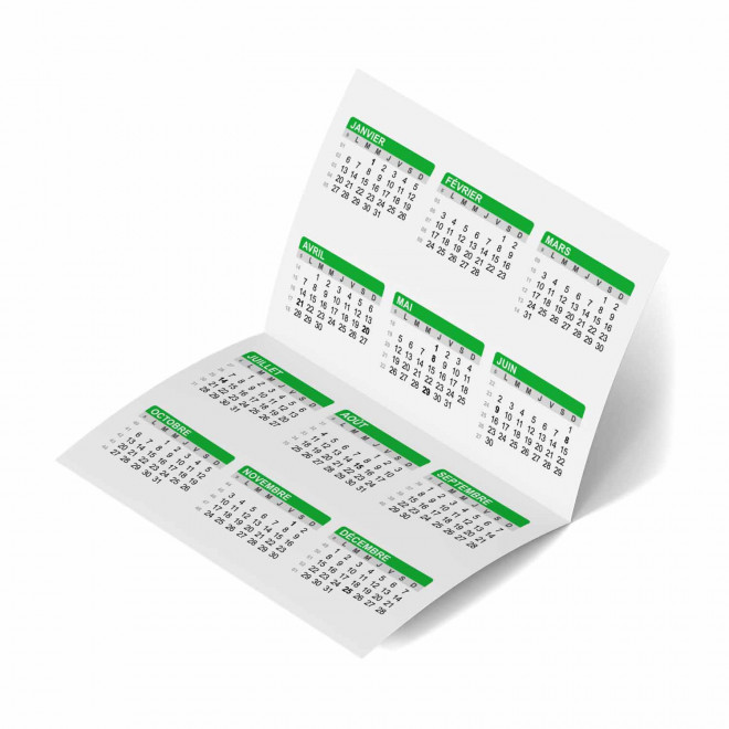 EXPRESS 72H - CALENDRIER POCHE PERSONNALISABLE 'FOLDO'  - vert