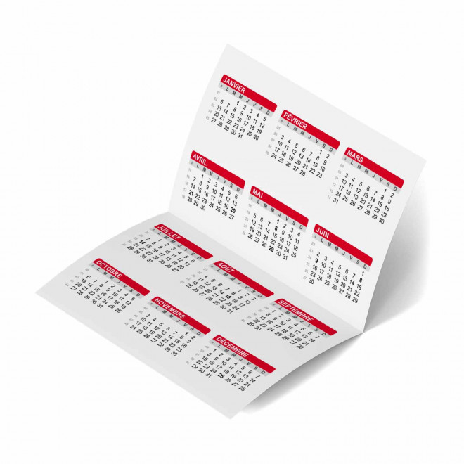 EXPRESS 72H - CALENDRIER POCHE PERSONNALISABLE 'FOLDO'  - rouge