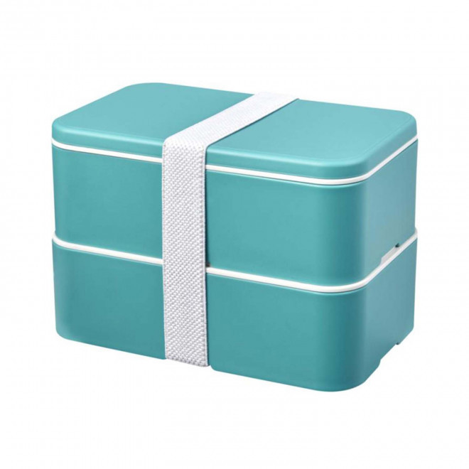 LUNCH BOX BIO PLASTIQUE PERSONNALISABLE 'STOBO DOUBLE' - turquoise
