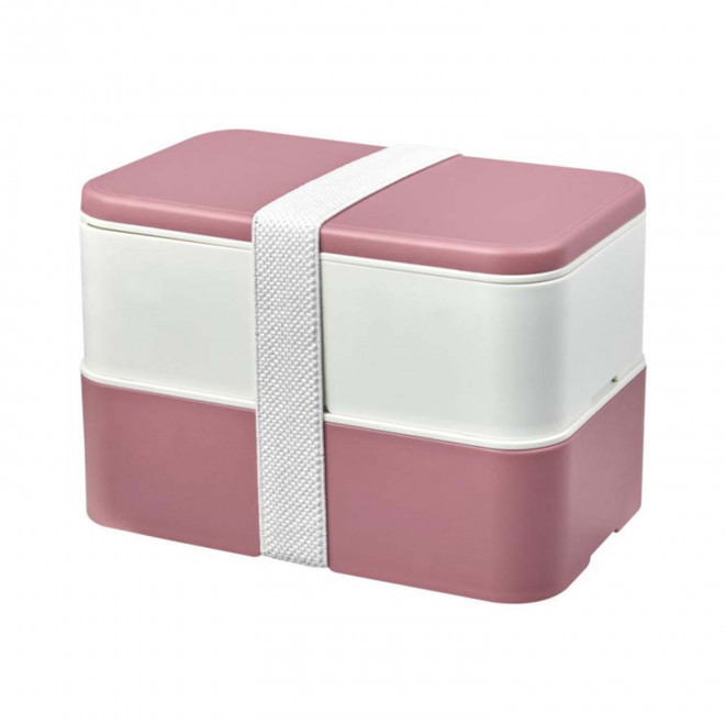 LUNCH BOX BIO PLASTIQUE PERSONNALISABLE 'STOBO DOUBLE' - rose/blanc