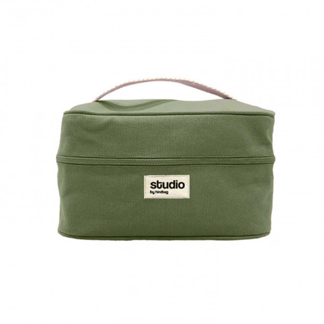 TROUSSE VANITY STUDIO BY HINDBAG PERSONNALISABLE 'LINA' - olive