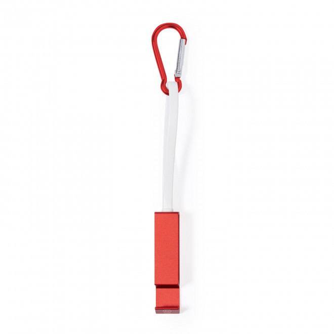 CABLE DE CHARGE SUPPORT TEL PERSONNALISABLE ALU 'CABLOTO' - rouge