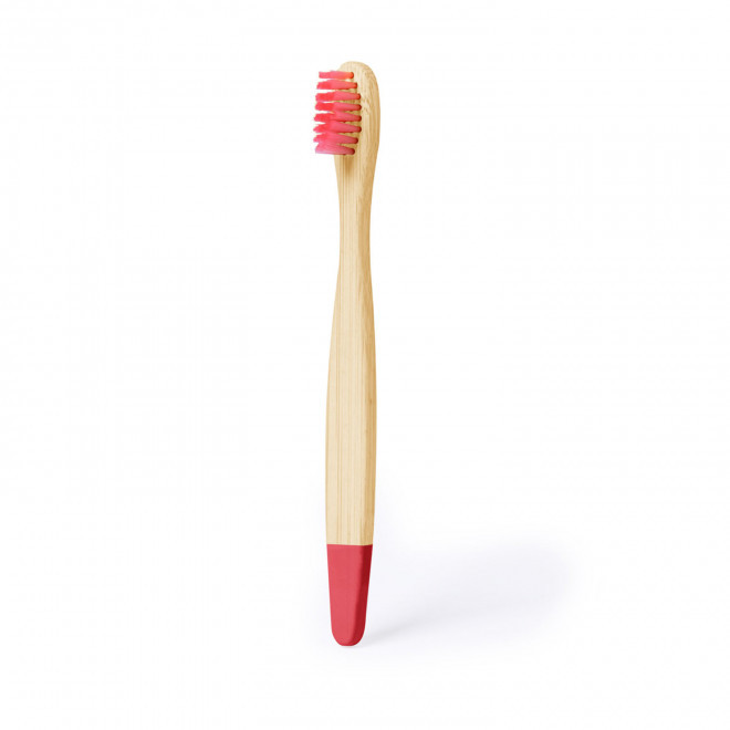 BROSSE A DENTS PERSONNALISABLE EN BAMBOU 'DENTY COLOR' - rouge
