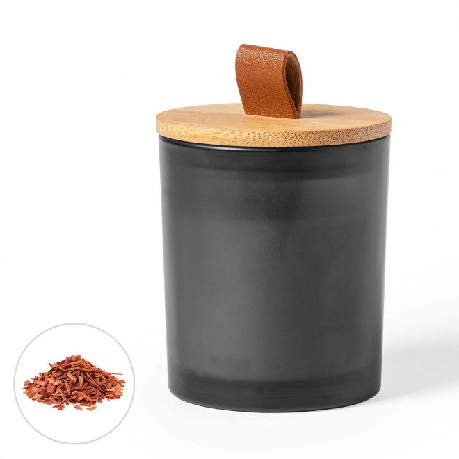 BOUGIE AROMATIQUE PERSONNALISABLE 'PRYCA' - noir bois de santal