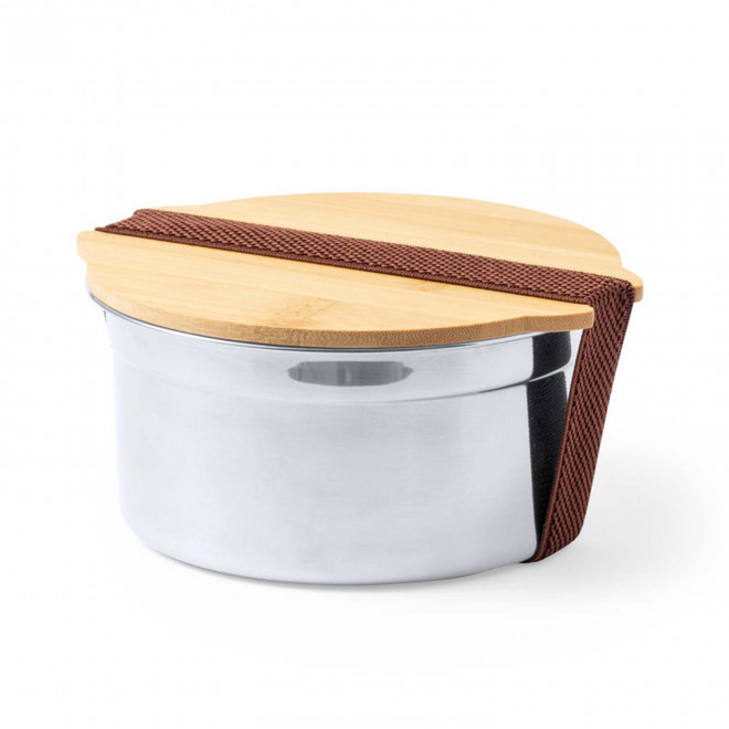 LUNCH BOX ACIER ET BAMBOU PERSONNALISABLE 800ML 'HYPOO' - acier/bois