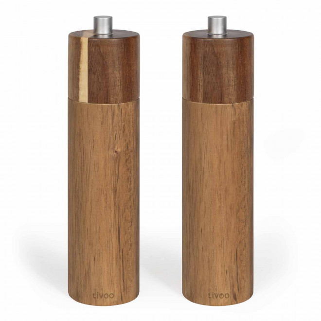 SET 2 MOULINS SEL ET POIVRE PERSONNALISE 'MOULA' - bois