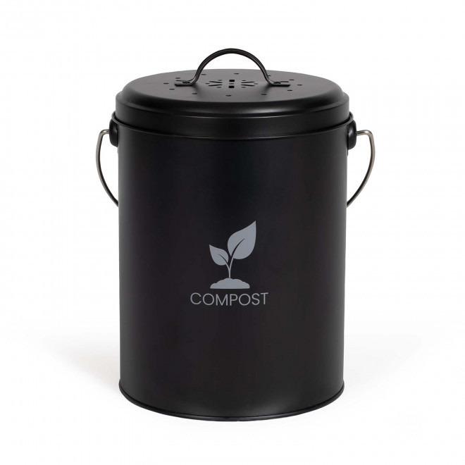 SEAU A COMPOST DE CUISINE PERSONNALISABLE 'POSTCOM' - noir