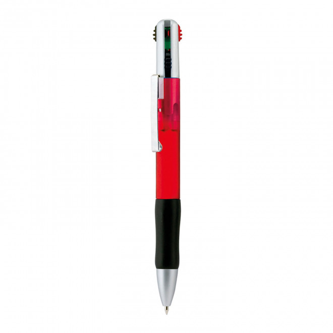 STYLO 4 COULEURS PERSONNALISABLE 'BRAVO CLEAR' - rouge