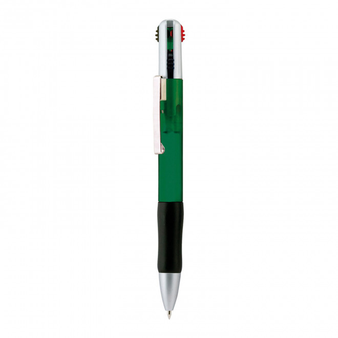 STYLO 4 COULEURS PERSONNALISABLE 'BRAVO CLEAR' - vert