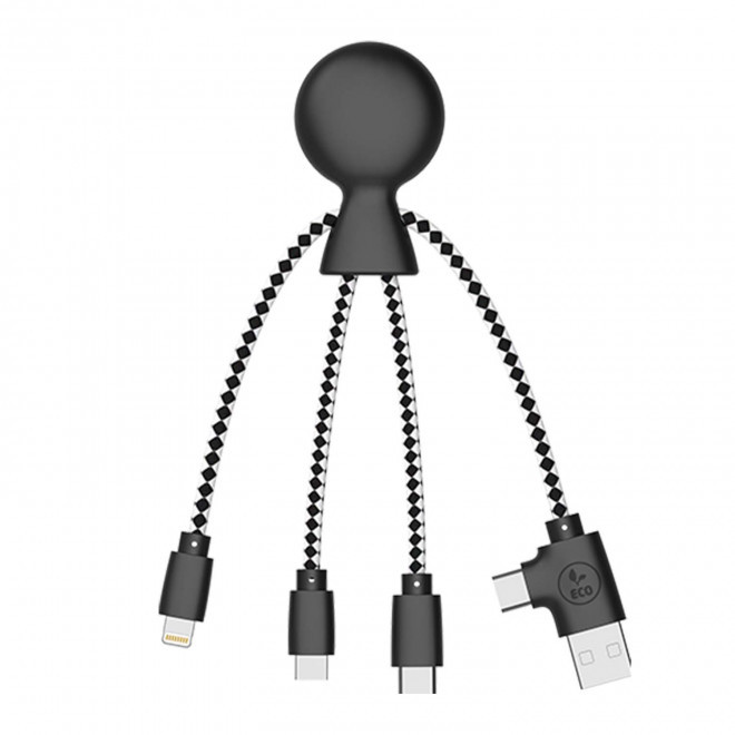 EXPRESS 72H - CÂBLE DE CHARGE BIODÉGRADABLE PUBLICITAIRE XOOPAR® 'MR BIO'  - noir