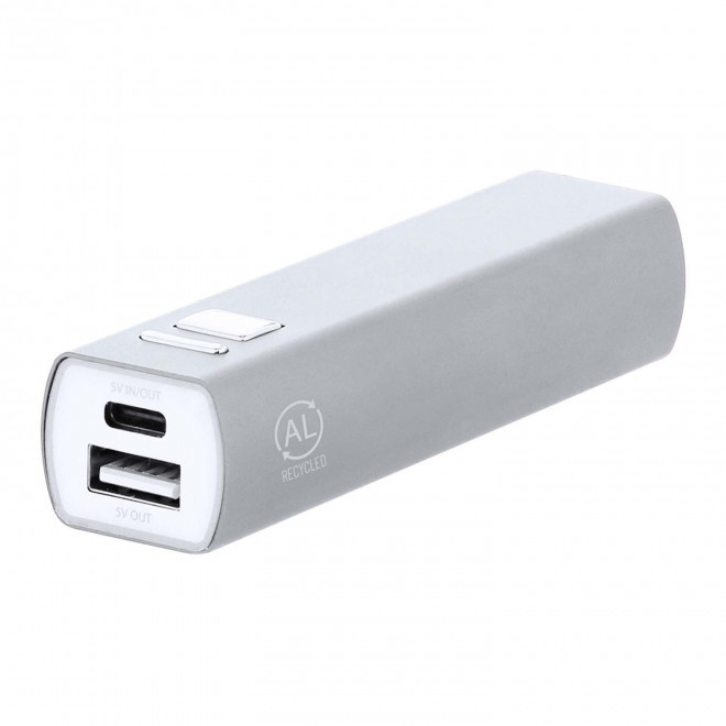 POWERBANK PERSONNALISABLE 2600MAH ALU RECYCLE 'ENDURANCE' - argenté