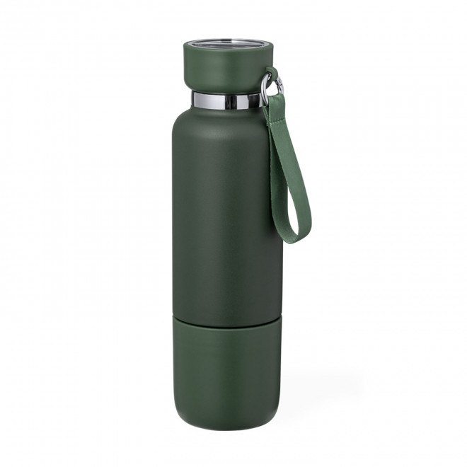 BOUTEILLE ISOTHERME PERSONNALISABLE AVEC GOBELET 'NOMLY' - vert