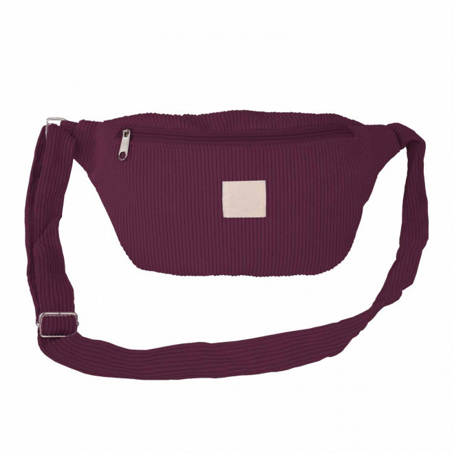 BANANE PERSONNALISABLE MIE EN VELOURS COTELE 'LOR' - aubergine