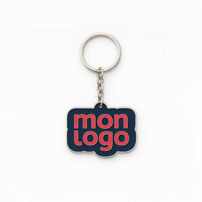 PORTE CLE ZAMAC RECYCLE UV PERSONNALISABLE 'MAZA' - 35 mm