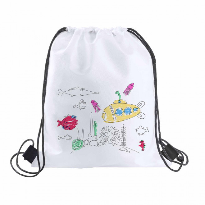 SAC A COLORIER PERSONNALISABLE 'KIDBAG CORDE' - blanc