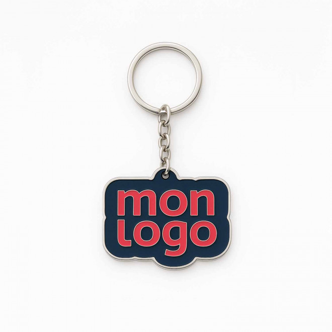 PORTE CLE ZAMAC RECYCLE UV PERSONNALISABLE 'MAZA' - 40 mm