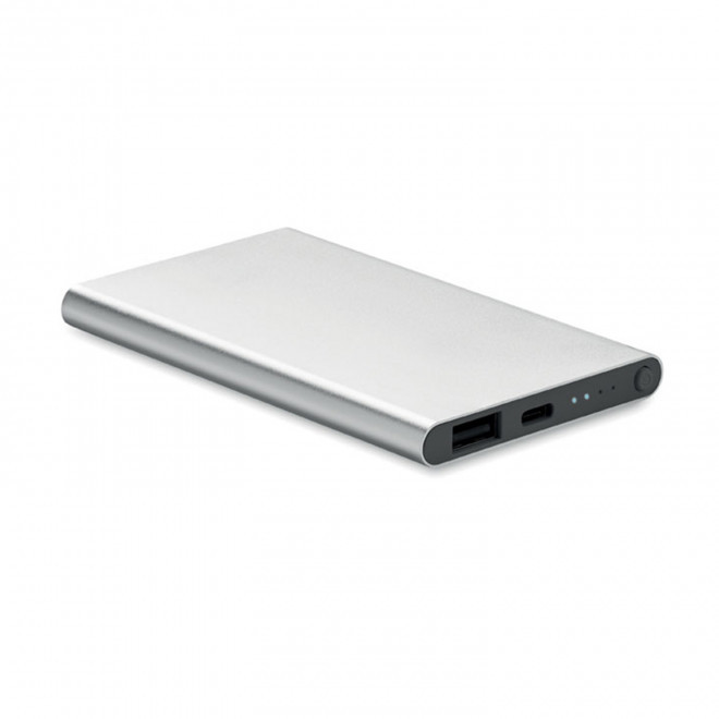 POWERBANK PERSONNALISABLE 4000MAH ALU RECYCLE 'POWERDOCK' - argenté