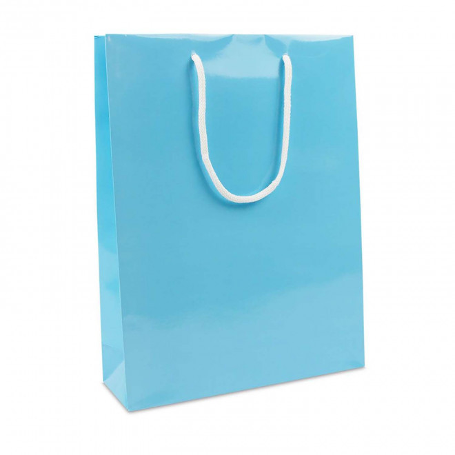 SAC EN PAPIER LUXE 30X10X40 PERSONNALISABLE 'BOLI' - bleu clair