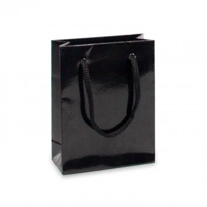 SAC EN PAPIER LUXE 10x4.5x13 PERSONNALISABLE 'BOLI' - noir