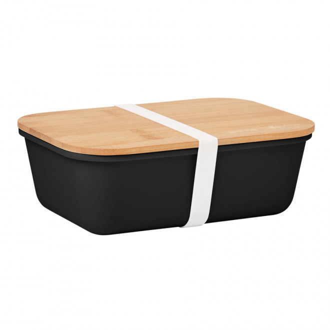 LUNCH BOX PERSONNALISABLE COUVERCLE EN BAMBOU 'BUCATI' - noir