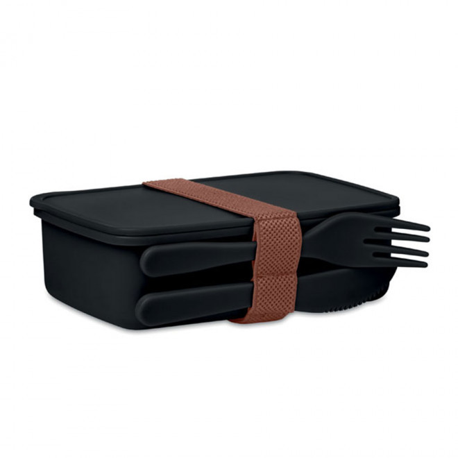 LUNCH BOX PERSONNALISÉE AVEC COUVERTS 'DOPPITA' - noir