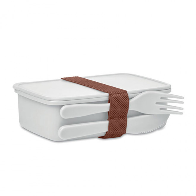 LUNCH BOX PERSONNALISÉE AVEC COUVERTS 'DOPPITA' - blanc