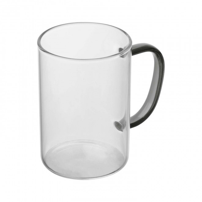 MUG VERRE 250 ML ANSE COLOREE PERSONNALISABLE 'HITNO' - noir