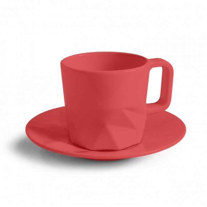 TASSE PERSONNALISABLE AVEC SOUCOUPE EUROPE 80 ML 'CELESTA' - rouge