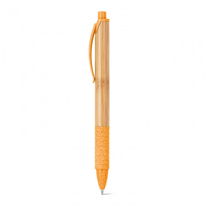 STYLO PERSONNALISABLE EN BAMBOU MINE BLEUE 'BAMGRIP' - orange