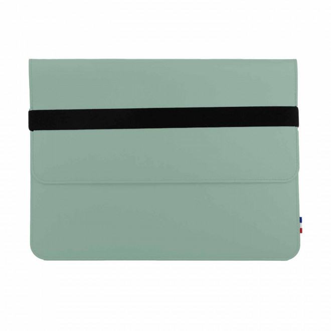 POCHETTE ORDINATEUR PERSONNALISABLE MIF EN CUIR 'MARION' - vert d eau