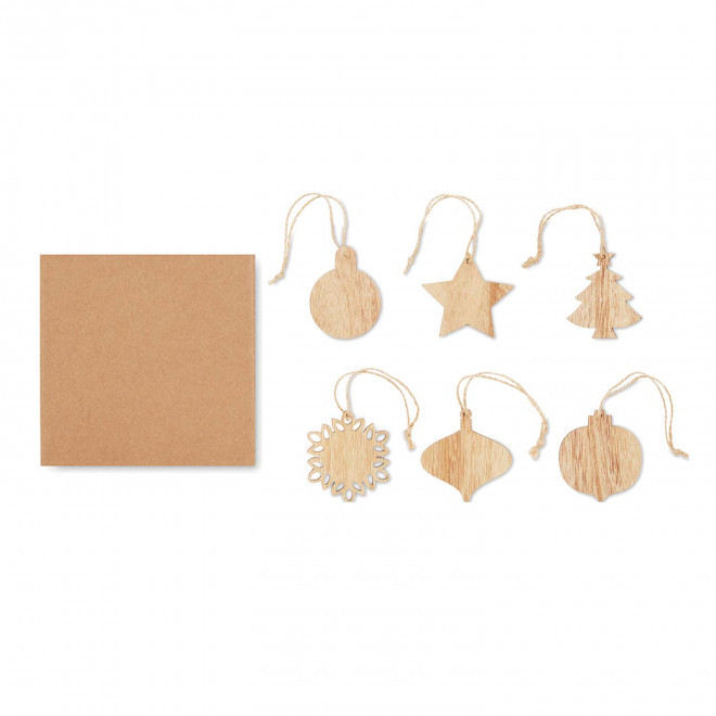 SET DE 6 ORNEMENTS BOIS PERSONNALISABLE 'HAYA' - bois