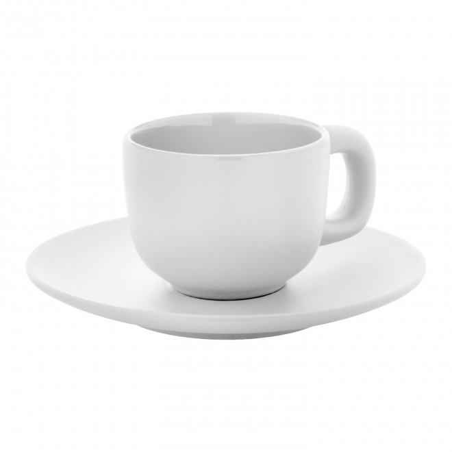 SET TASSES ESPRESSO AVEC SOUCOUPE PERSONNALISABLE 'TOSSA' - blanc