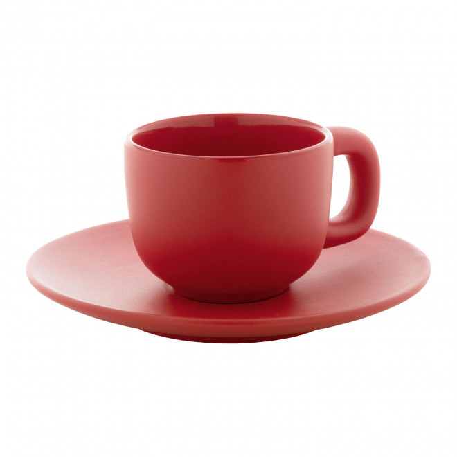 SET TASSES ESPRESSO AVEC SOUCOUPE PERSONNALISABLE 'TOSSA' - rouge