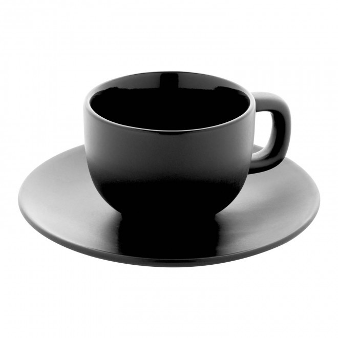 SET TASSES CAPPUCCINO AVEC SOUCOUPE PERSONNALISABLE 'TOSSA' - noir