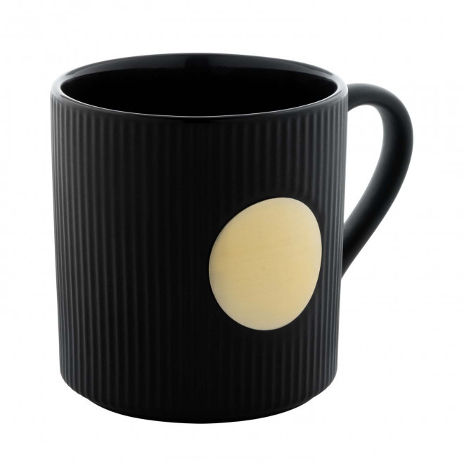 MUG CERAMIQUE 330ML AVEC PLAQUE PERSONNALISABLE 'GROBI' - noir