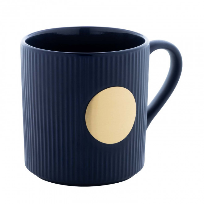 MUG CERAMIQUE 330ML AVEC PLAQUE PERSONNALISABLE 'GROBI' - bleu foncé