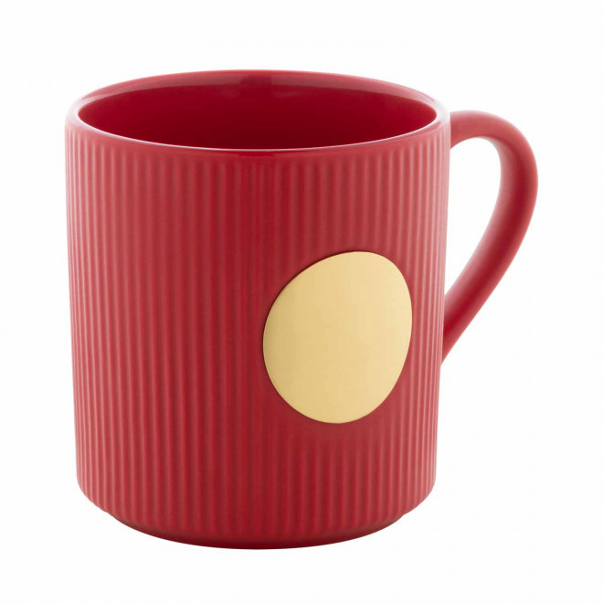 MUG CERAMIQUE 330ML AVEC PLAQUE PERSONNALISABLE 'GROBI' - rouge